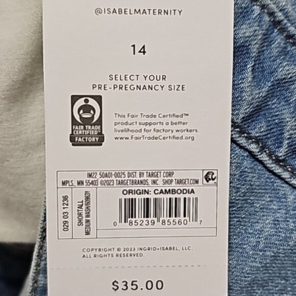 Isabel Maternity Size 14 Jean Shortall (shorts) Adjustable Back Waist Blue New - Picture 11 of 15